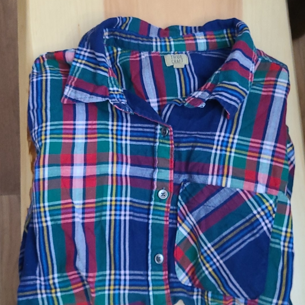 1X True Craft Women's Plaid Button Bown